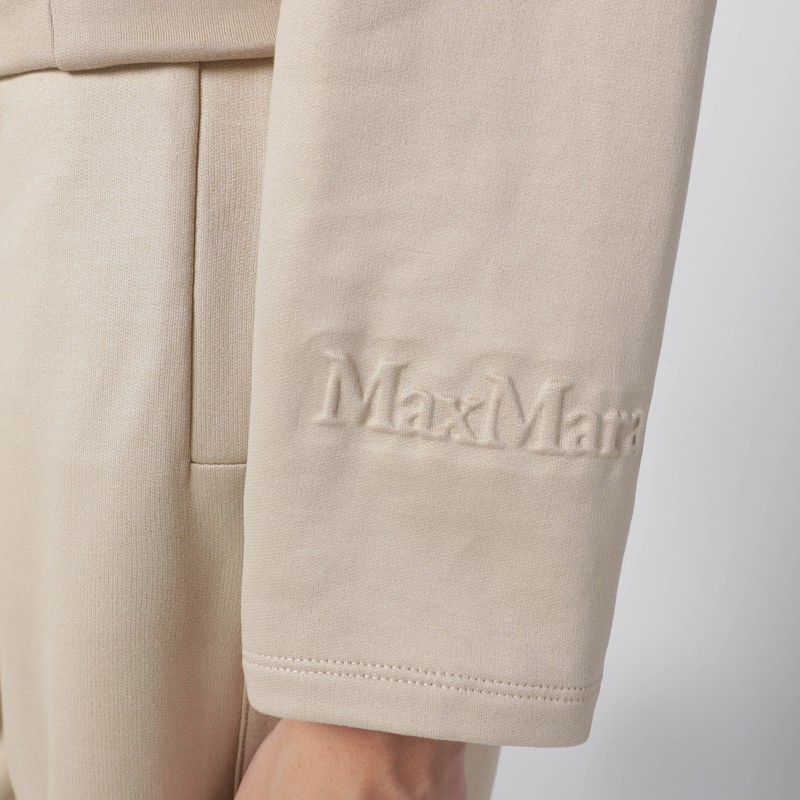 Max Mara Beige Cropped Sweatshirt In Silk Blend In Neutral