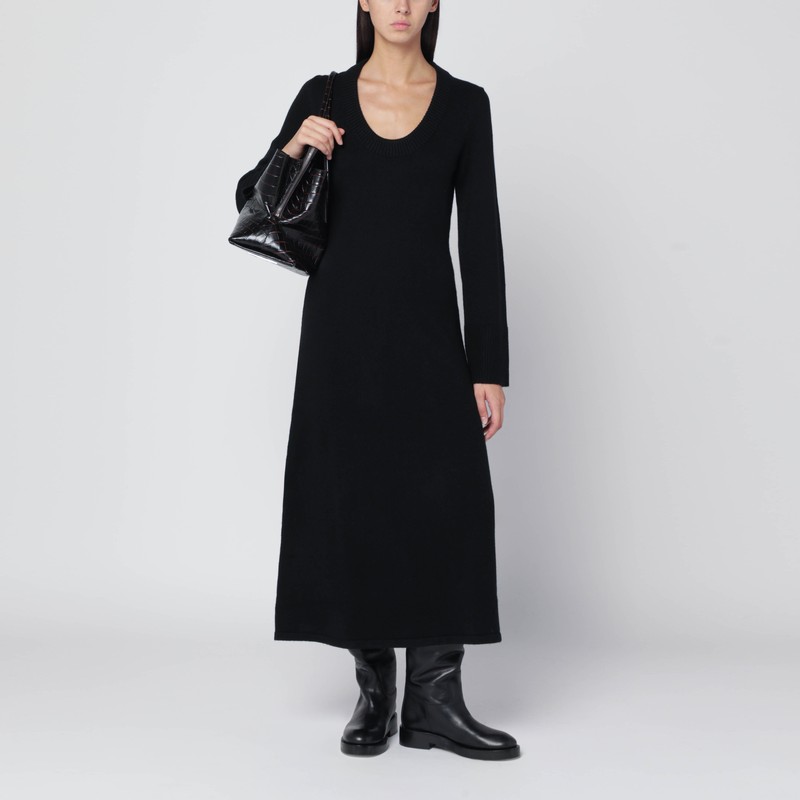 Loulou De Saison Long Black Ari Knit Dress In Black