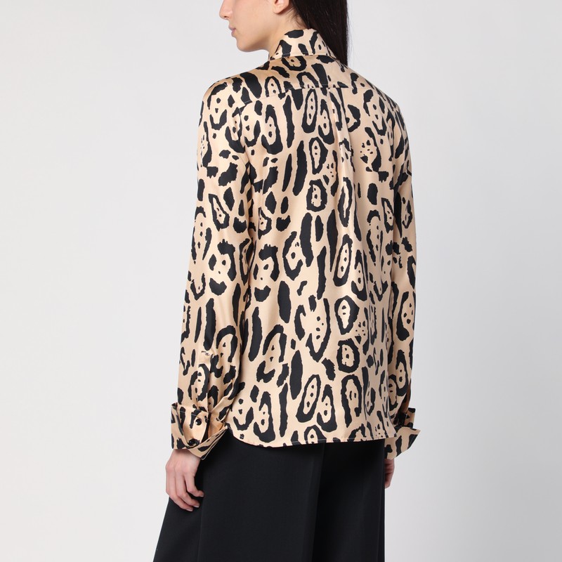 Sportmax Armony Animal Patterned Long-sleeved Shirt In Beige
