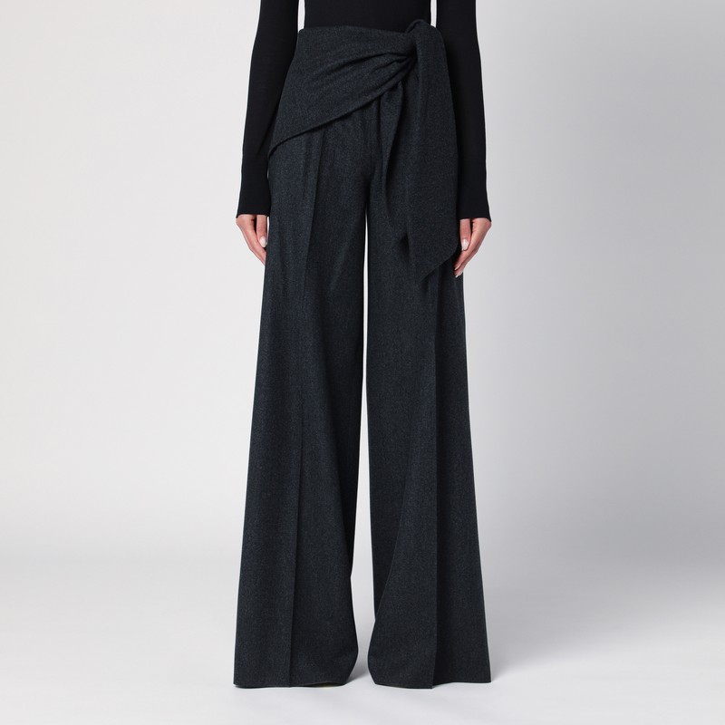 Anthracite wool trousers with sash