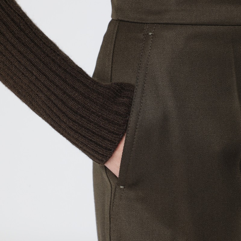 Max Mara Moss Green Wide-leg Wool Trousers In Green