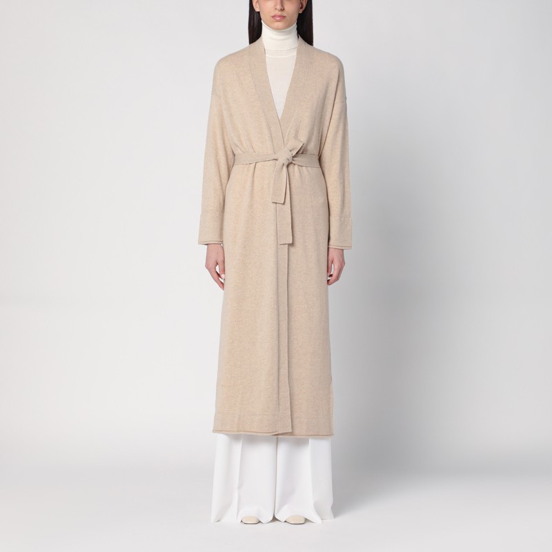 Long beige cashmere cardigan