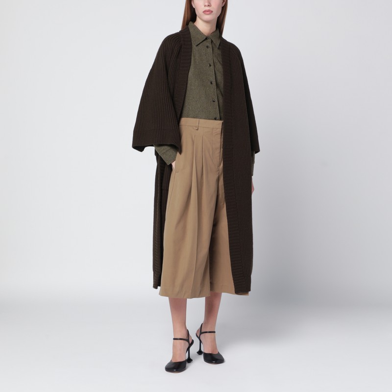 Moss green cardigan in wool and cashmere