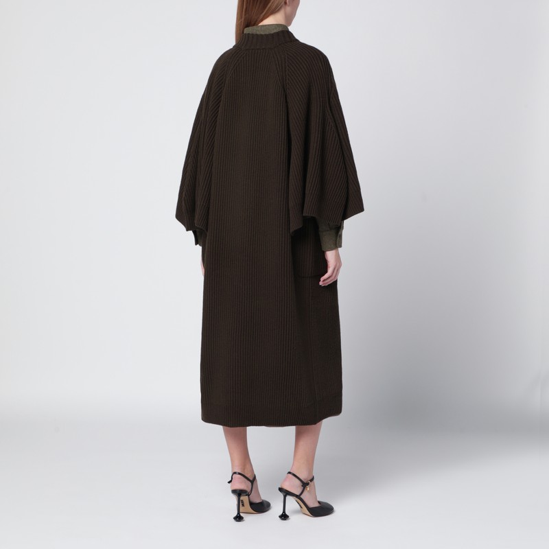 Max Mara Moss Green Cardigan In Wool And Cashmere In Green