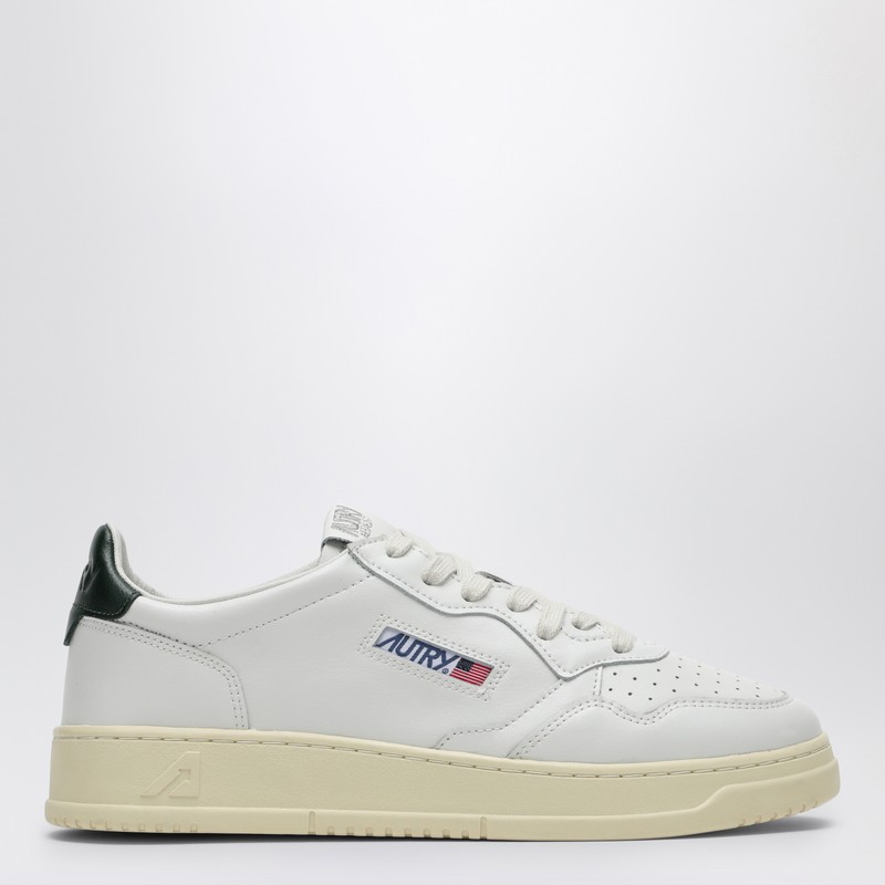 White/dark green leather Medalist sneakers