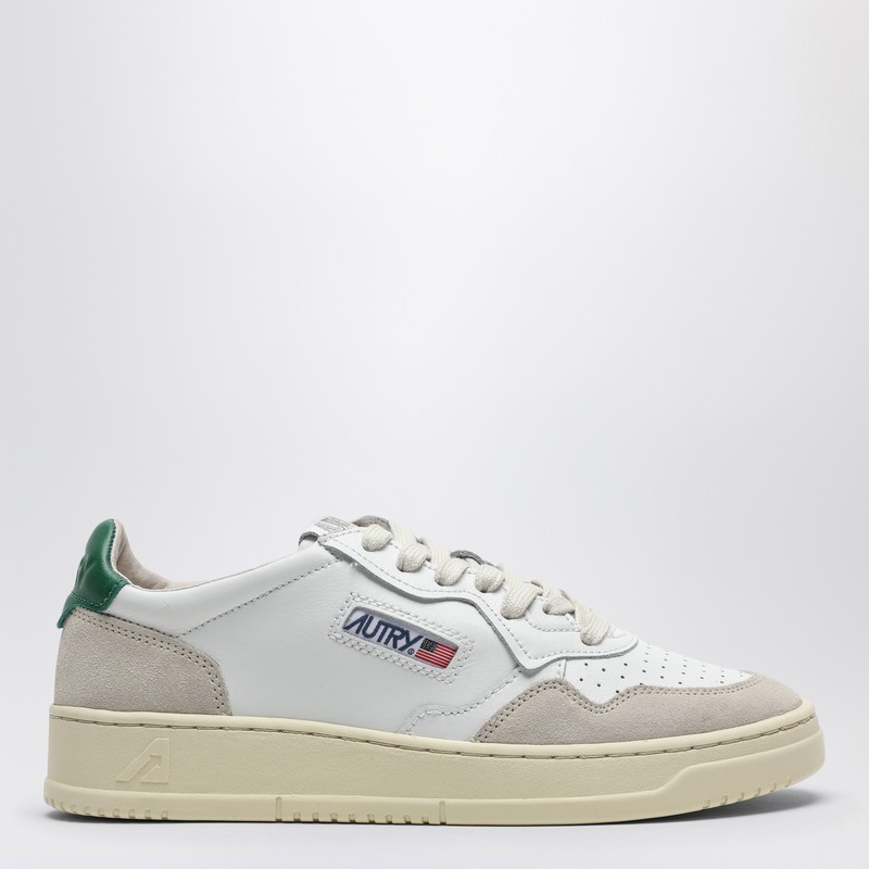 Medalist sneakers in white/green leather and suede