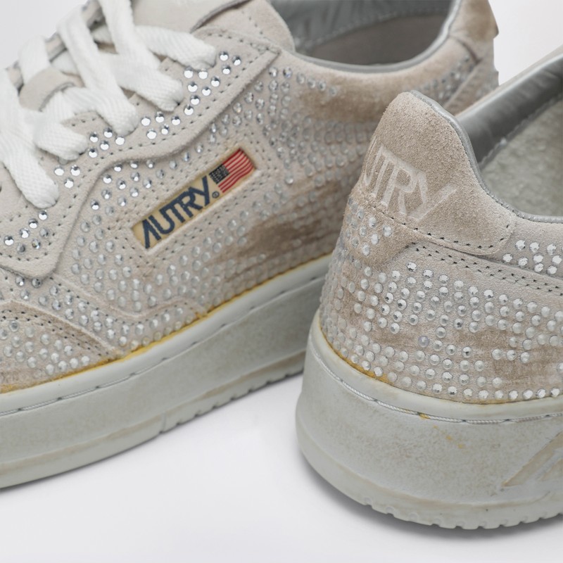 Autry Sneaker Medalist Crystals In White In White
