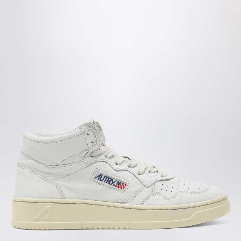 White leather high-top sneakers