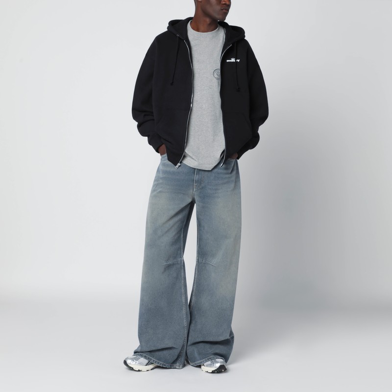 Awake Ny Black Hooded Sweatshirt With Logo Print In Black