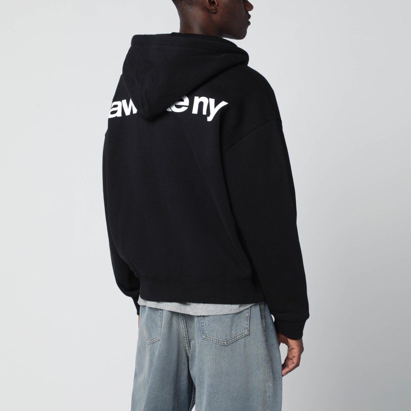 Awake Ny Black Hooded Sweatshirt With Logo Print In Black