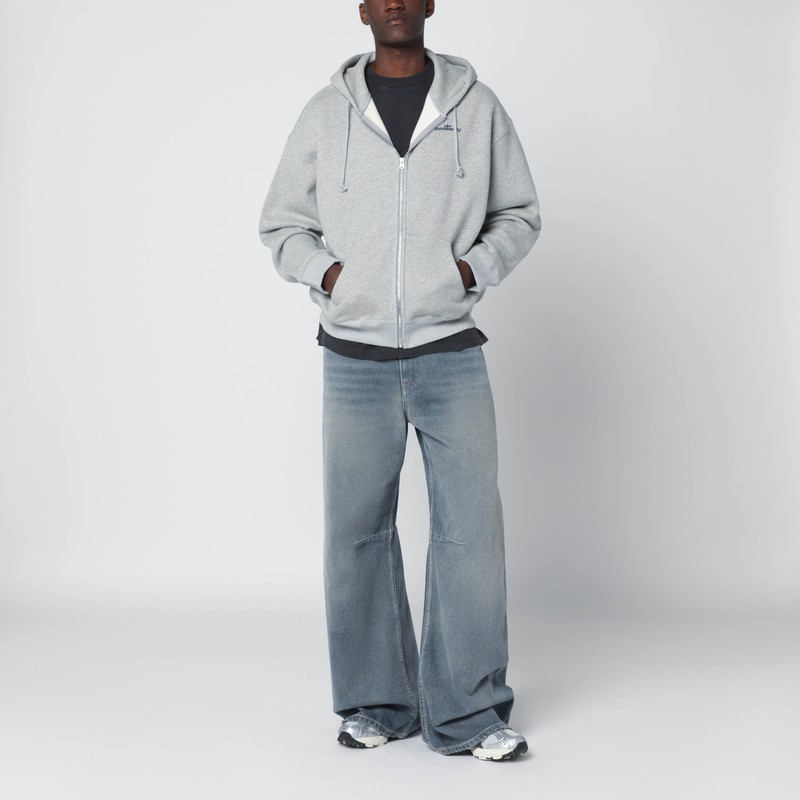 Awake Ny Grey Hooded Sweatshirt With Logo Print In Gray