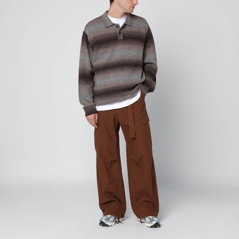 Awake Ny Mens Brown Gradient Relaxed-fit Knitted Polo Jumper In Brown