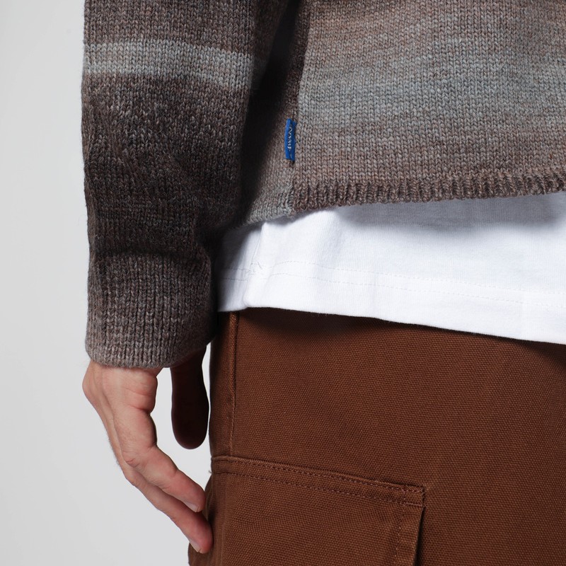 Awake Ny Mens Brown Gradient Relaxed-fit Knitted Polo Jumper In Brown