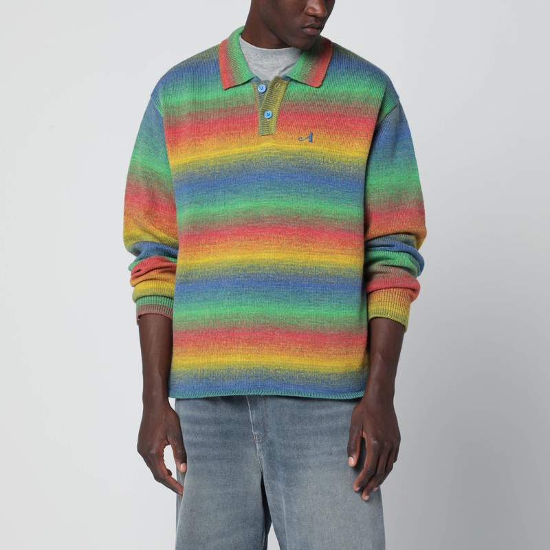 Multicolour striped polo sweater