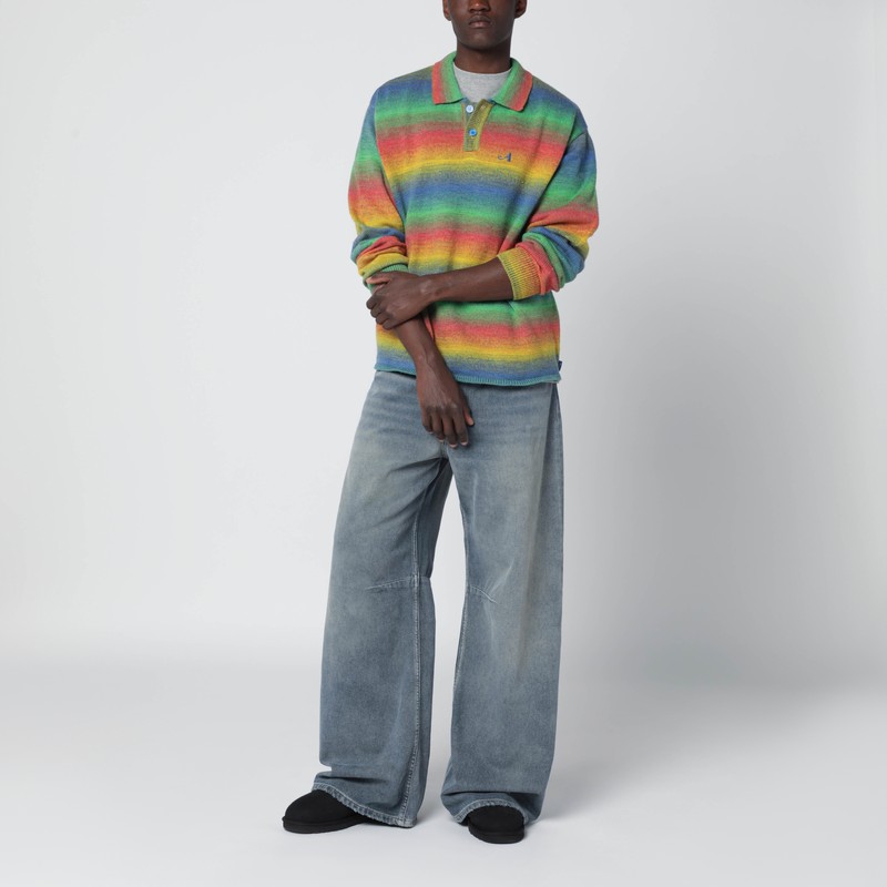 Awake Ny Mens Gradient Logo-embroidered Knitted Polo Top Multi In Multi