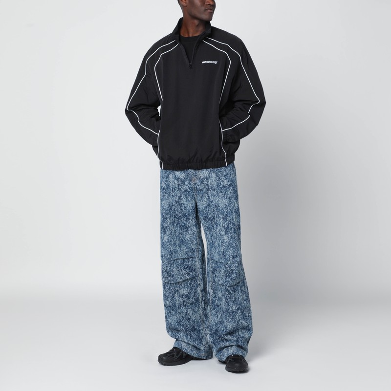 Awake Ny Mens Black Logo-embroidered Quarter-zip Shell Track Jacket In Black