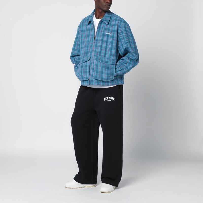 Awake Ny Zip Up Overshirt With Logo And Pockets In Blue