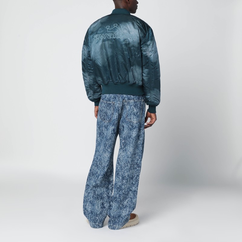 Awake Ny Bomber Jacket With Ribbed Cuffs And Pockets In Black