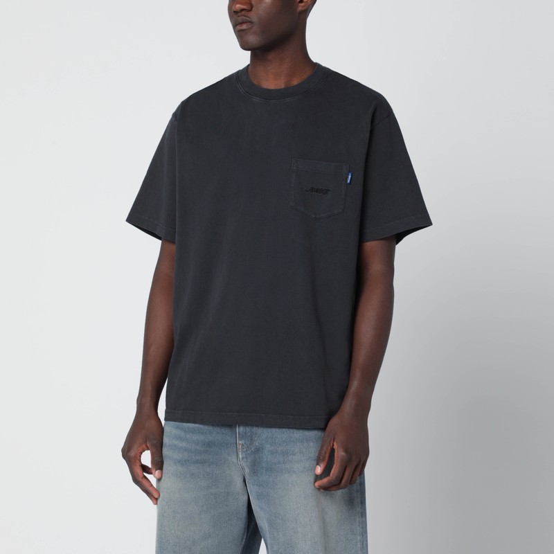 Awake Ny Black Crewneck T-shirt With Logo In Black