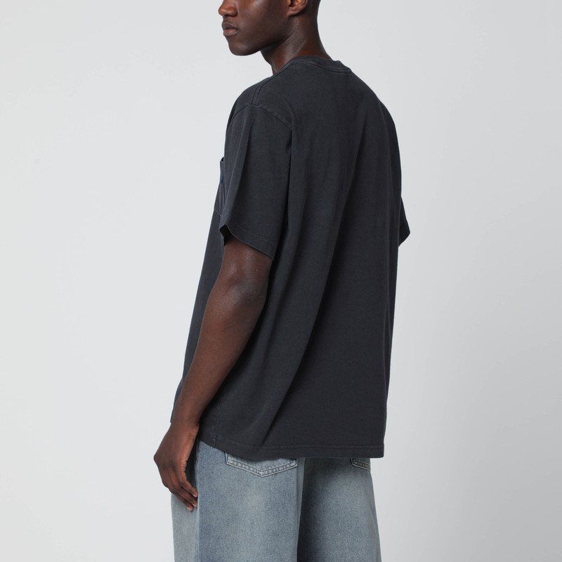 Awake Ny Black Crewneck T-shirt With Logo In Black