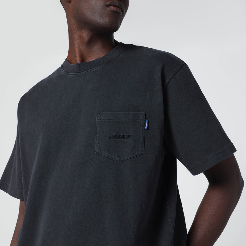 Awake Ny Black Crewneck T-shirt With Logo In Black