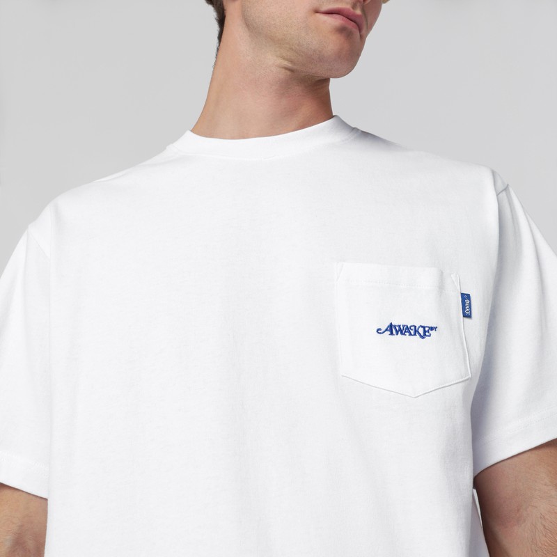 Awake Ny White Crewneck T-shirt With Logo In White