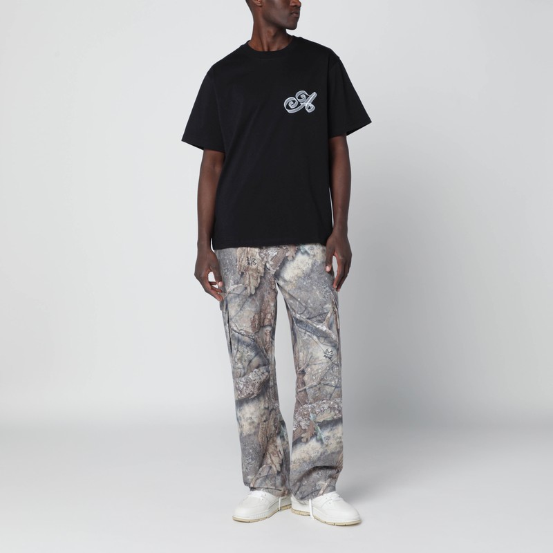 Awake Ny Black Cotton T-shirt With Logo In Black