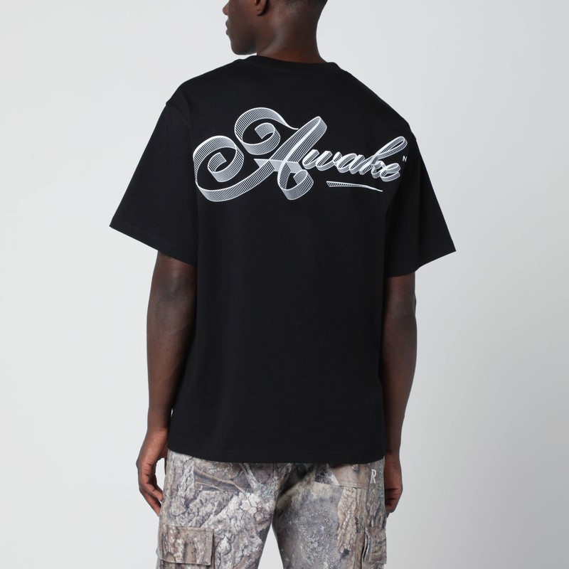 Awake Ny Black Cotton T-shirt With Logo In Black