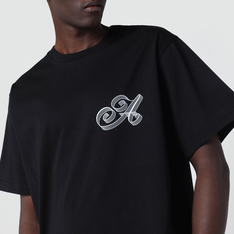 Awake Ny Black Cotton T-shirt With Logo In Black