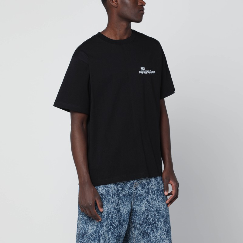 Awake Ny Black Cotton T-shirt With Logo In Black