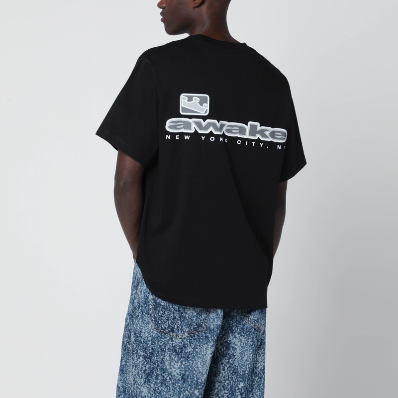 Awake Ny Black Cotton T-shirt With Logo In Black