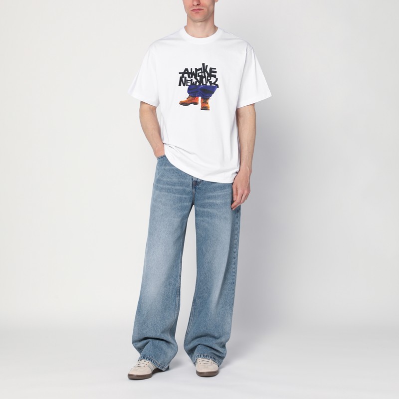 Awake Ny White T-shirt With Stomper Logo Print In White