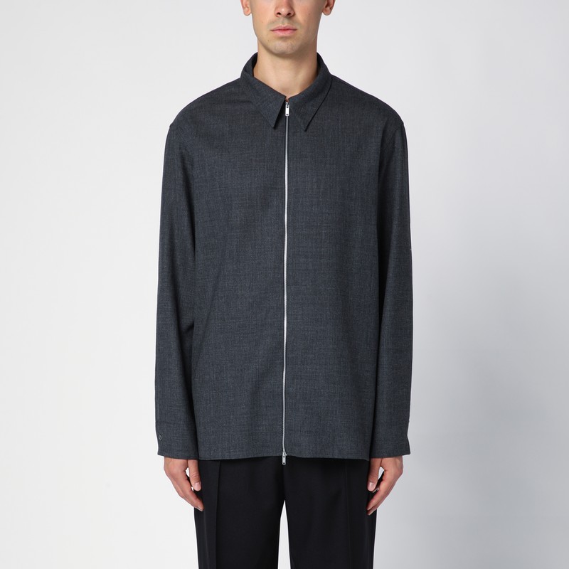 Dark grey wool zip shirt - STUDIO NICHOLSON - Modalova