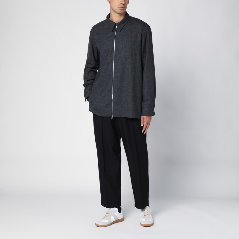 Studio Nicholson Axia Zip-up Wool Shirt In Grey