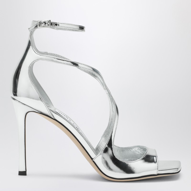 Jimmy Choo Azia 95 Metallic Silver Sandals