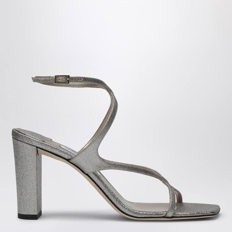 Jimmy Choo Sandal Metallic Leather Ankle Strap In Gray