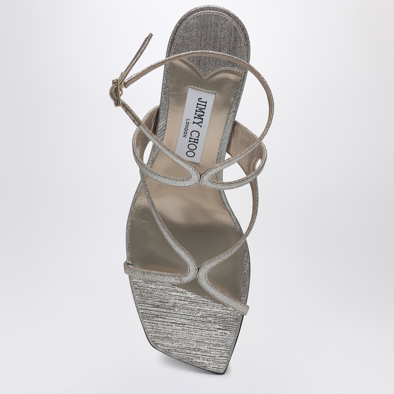 Jimmy Choo Sandal Metallic Leather Ankle Strap In Gray