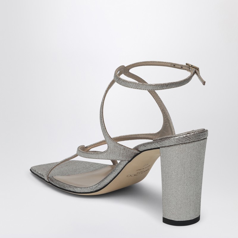 Jimmy Choo Sandal Metallic Leather Ankle Strap In Gray