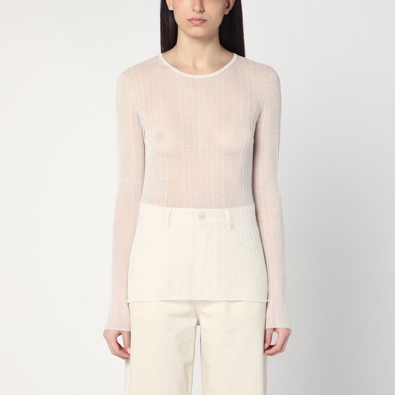 Semi-transparent sweater in natural colour - Roberto Collina - Modalova