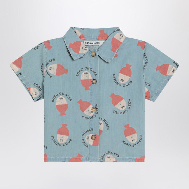 Bobo Choses Light Blue Morning Egg Shirt In Denim In Light Blue