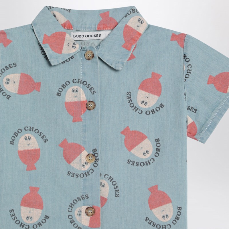 Bobo Choses Light Blue Morning Egg Shirt In Denim In Light Blue
