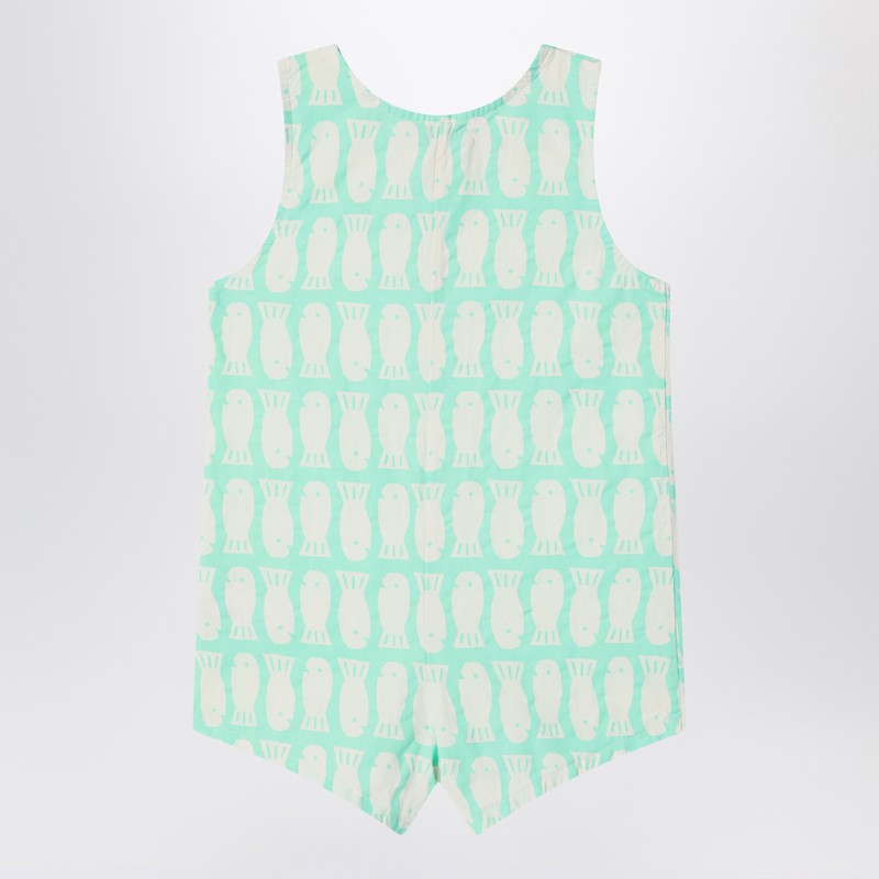 Bobo Choses Lucky Fish Green Water Romper In Multicolor