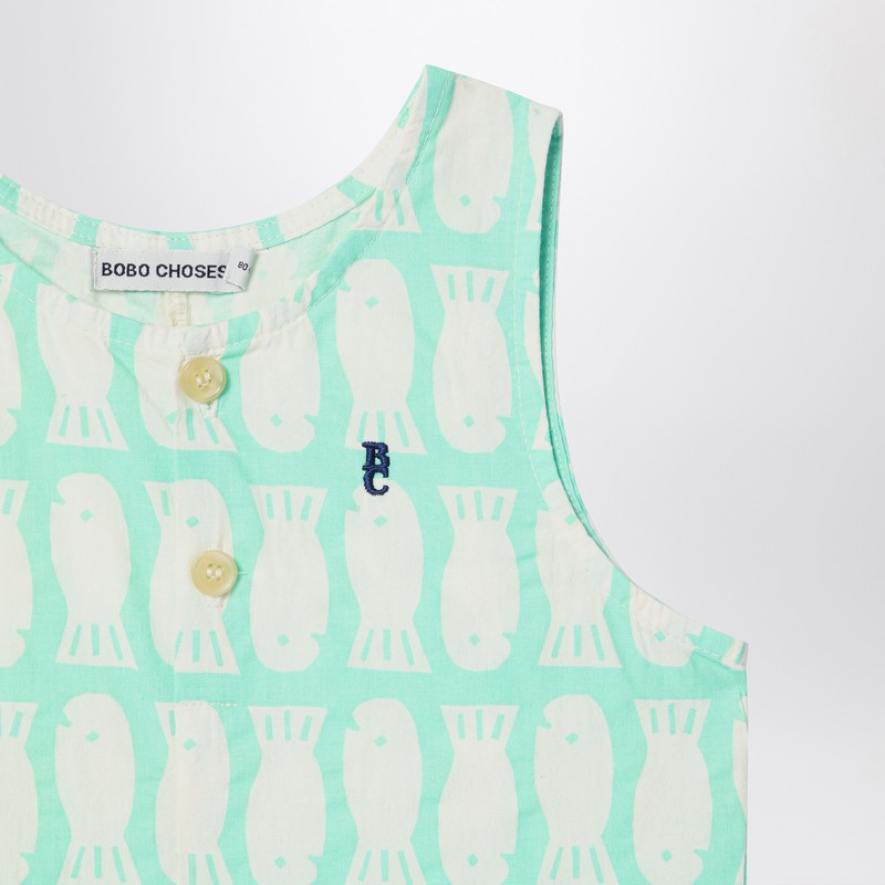 Bobo Choses Lucky Fish Green Water Romper In Multicolor