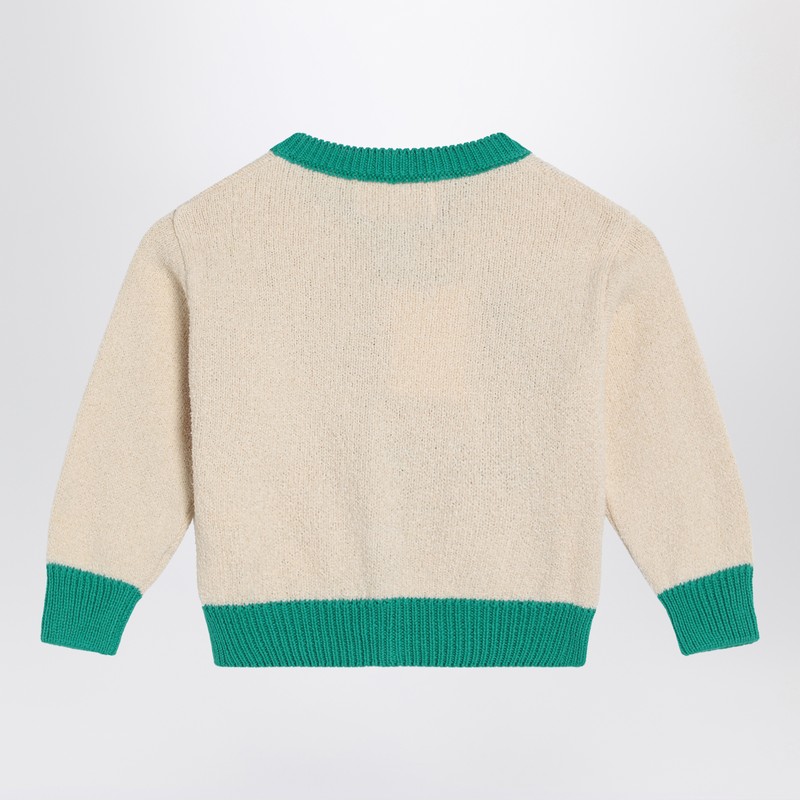 Bobo Choses Lucky Fish Ivory/green Cardigan In Multicolor
