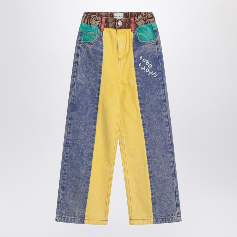 Colour-block Jeans with Logo