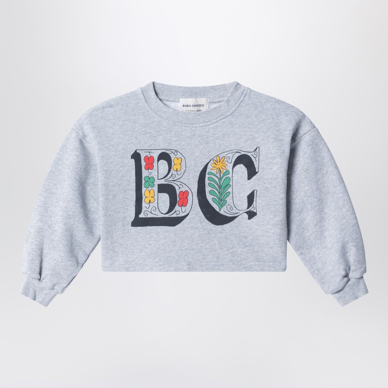 Spring Letters grey mélange cropped sweatshirt