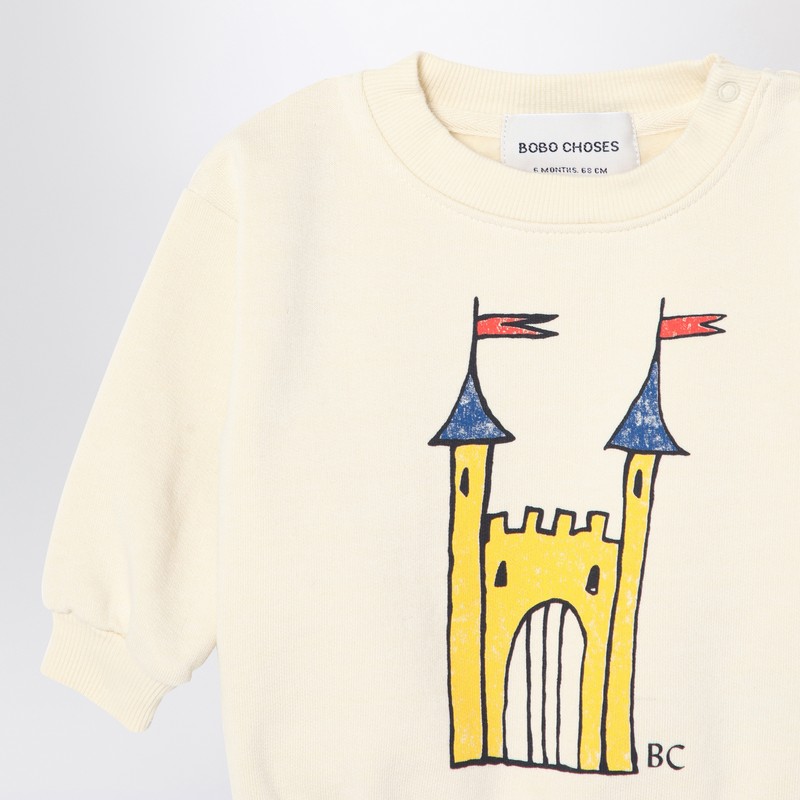 Bobo Choses Faraway Castle Ivory Sweatshirt In White