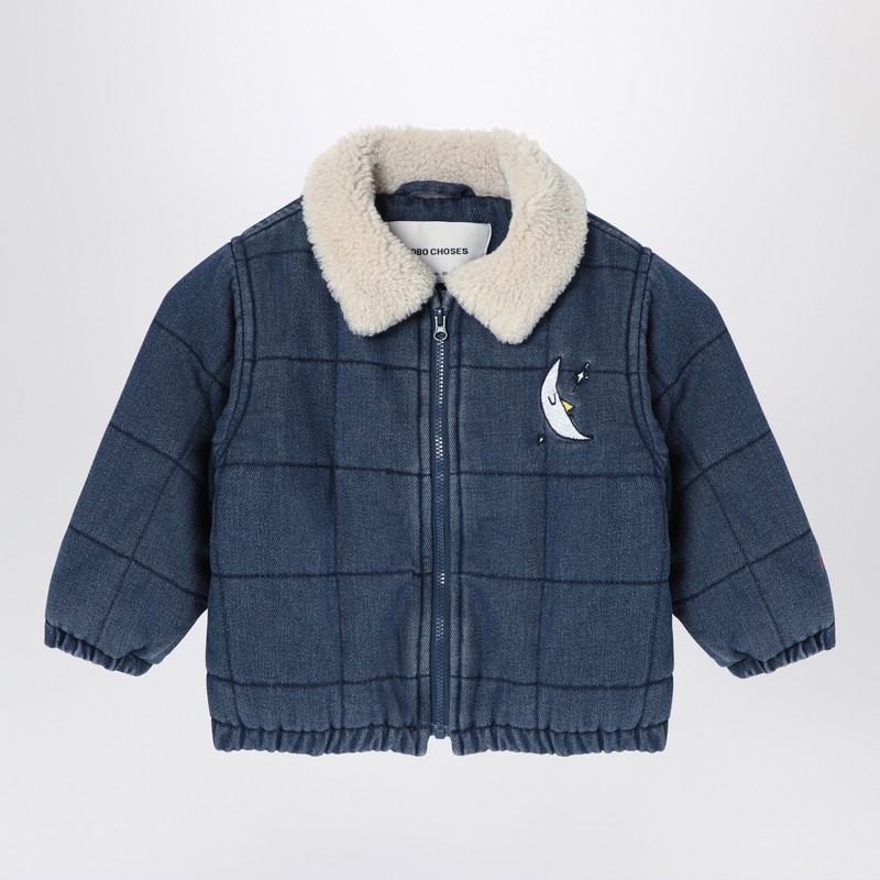 Navy blue quilted denim jacket