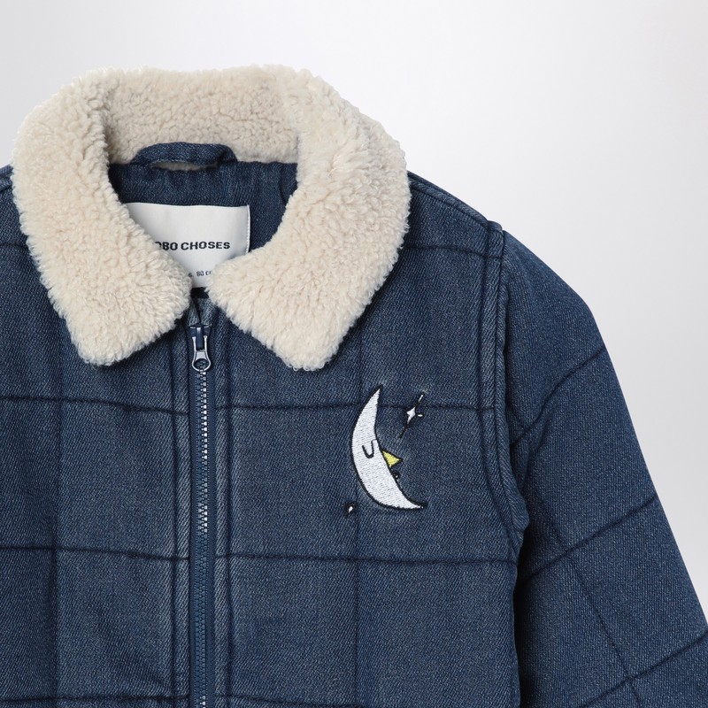 Bobo Choses Navy Blue Quilted Denim Jacket In Blue
