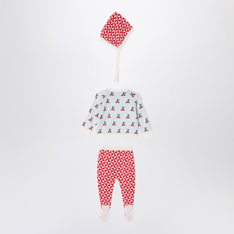 Bobo Choses Cherry Three-piece Set In Cotton Blend In Red